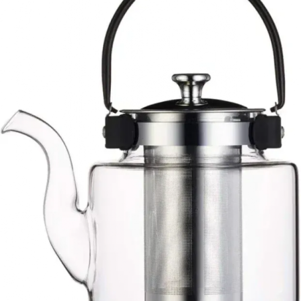 إبريق شاي زجاجي شفاف بسعة 1200مل